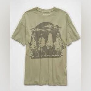 American Eagle Outfitters The Halloween Shop Olive Green Graphic Tee